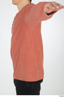 Brett casual dressed orange linen shirt upper body 0003.jpg